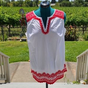 🥳FINAL PRICE👍❤ Like NEW‼️ Talbots brand Embroidered Sleeveless Blouse